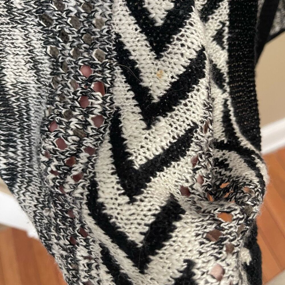 LAST CHANCE Absolutely Famous Black Grey White Waterfall Open Front Long Cardiga - Picture 6 of 13